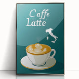 Mid-century modernist art depicting food and drinks in muted earth tones, framed acrylic, ideal for nursery wall art.