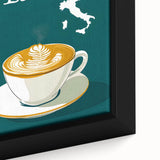 Black wall art featuring a close-up of colorful, textured food and drinks on a framed canvas, ideal for living room decor.