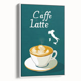 Vintage poster art of colorful food and drinks on a large framed canvas, ideal for living room decor.