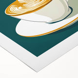 Art deco poster depicting a stylized cocktail, in bold black and golden tones on rolled canvas.