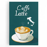 Large black and white stretched canvas featuring a vintage food and drinks poster, ideal for kitchen wall art.