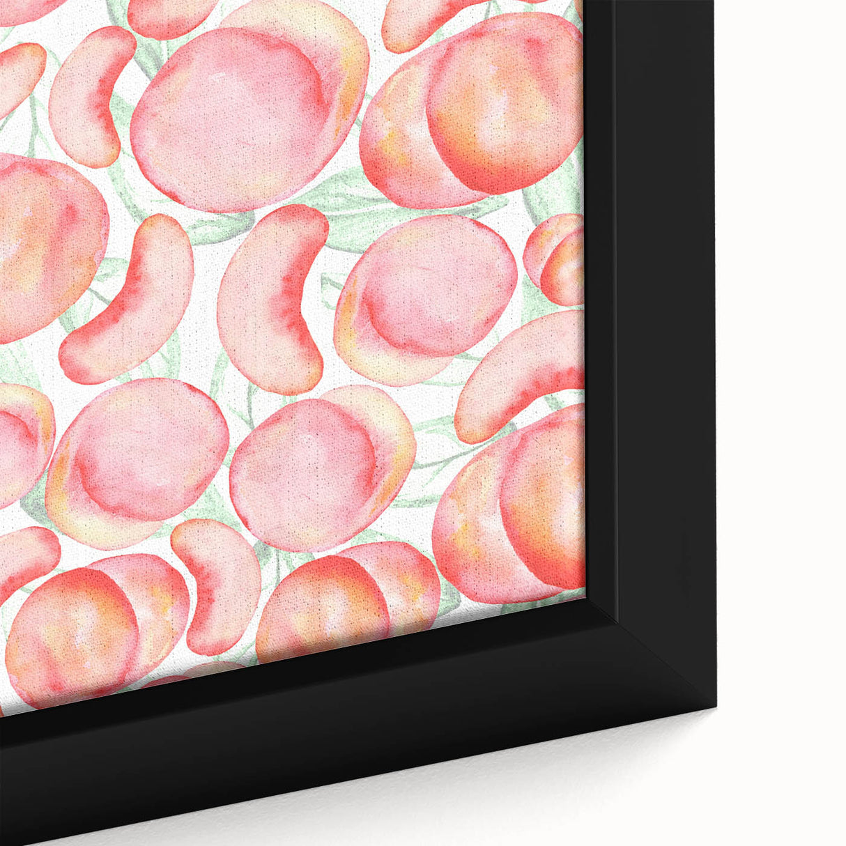 Extra large framed canvas featuring textured colorful fruits on a black background, ideal for living room decor.