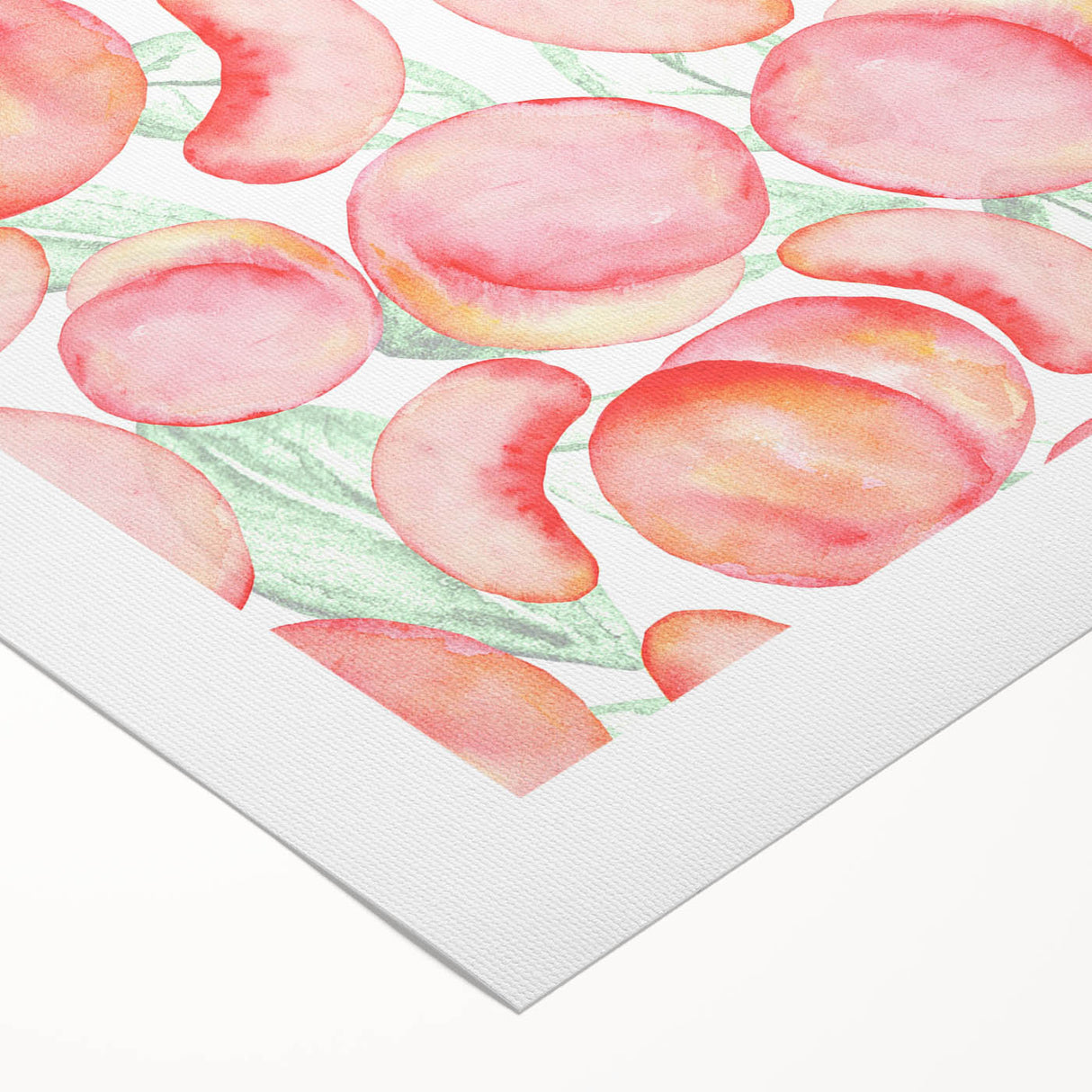 Art deco poster featuring an array of stylized fruits in bold colors on a rolled canvas, ideal for dining room decor.