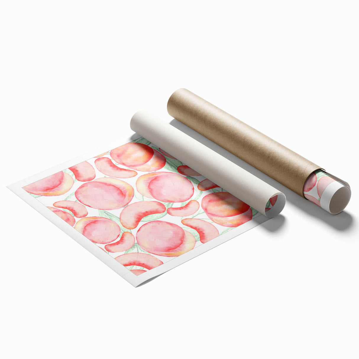 Extra large rolled print featuring a variety of colorful fruits in a minimalist style.