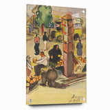 Realism Art Print of Bustling Market Scene - Vibrant Street Life