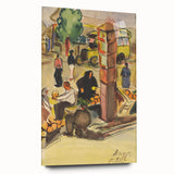 Realism Art Print of Bustling Market Scene - Vibrant Street Life