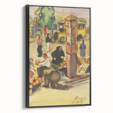 Realism Art Print of Bustling Market Scene - Vibrant Street Life