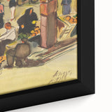 Realism Art Print of Bustling Market Scene - Vibrant Street Life