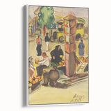 Realism Art Print of Bustling Market Scene - Vibrant Street Life