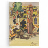 Realism Art Print of Bustling Market Scene - Vibrant Street Life