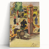 Realism Art Print of Bustling Market Scene - Vibrant Street Life