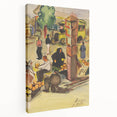 Realism Art Print of Bustling Market Scene - Vibrant Street Life