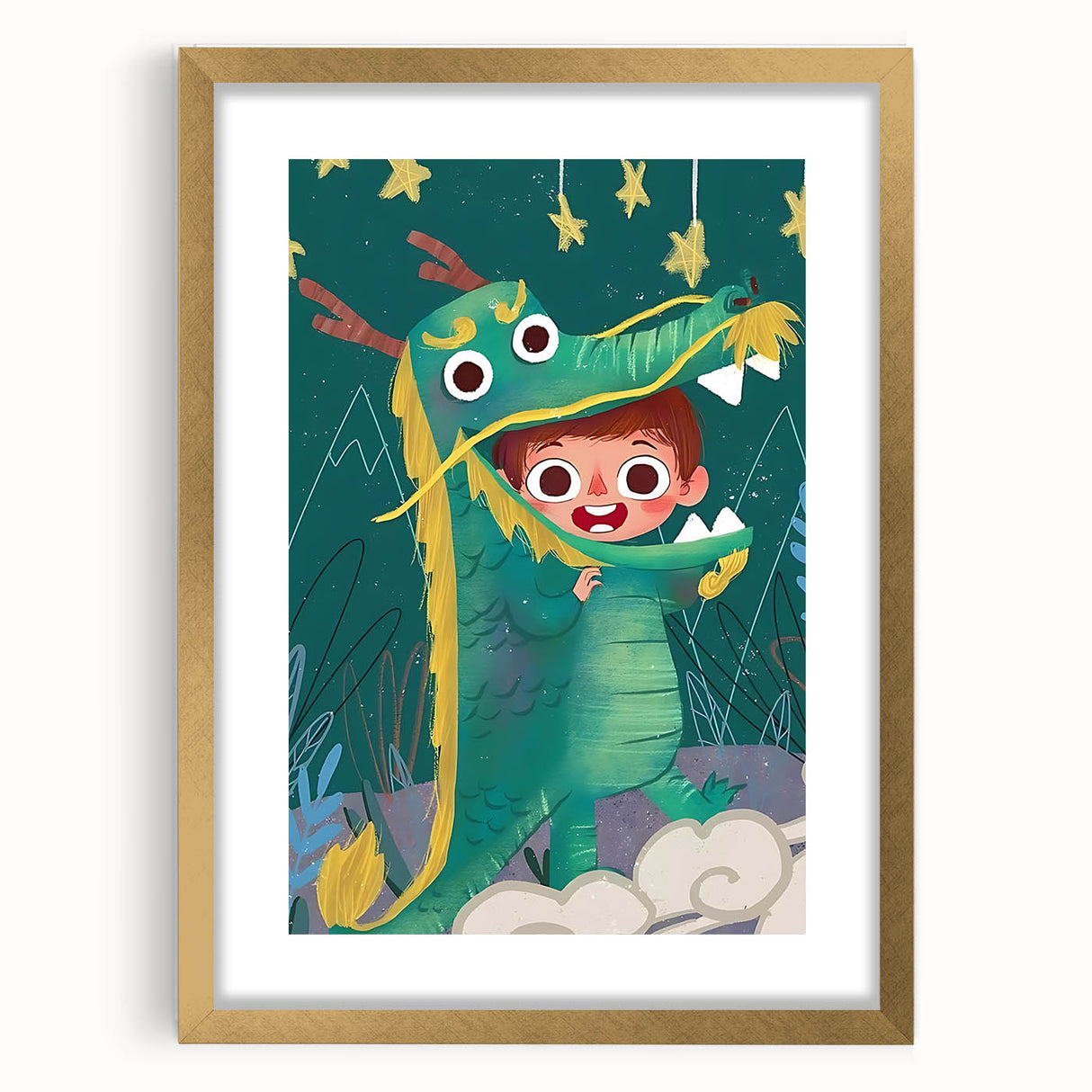 Whimsical Boys Room Wall Art – Child in Dragon Costume