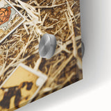 Large abstract wall art in autumnal hues on acrylic glass, ideal for dining room ambiance.