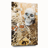 Large abstract wall art on acrylic glass depicting fall season in warm orange and brown tones.