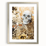 Textured abstract art print of autumn colors in silver frame, ideal for bedroom wall decor.