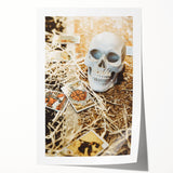 Extra large rolled print of a fall-themed floral art, with warm red and orange tones, ideal for dining room wall decor.