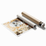 Extra large rolled print featuring autumnal floral art in muted earth tones, ideal for classy bathroom wall art.