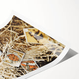 Extra large wall art featuring line art flowers in muted autumn hues on a rolled canvas, ideal for large living room decor.