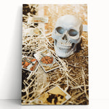 Large black and white stretched canvas featuring a minimalist autumn tree, ideal for kitchen wall art.