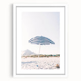 Abstract art print featuring vibrant summer shades on a white framed canvas, ideal for bedroom or dining room decor.