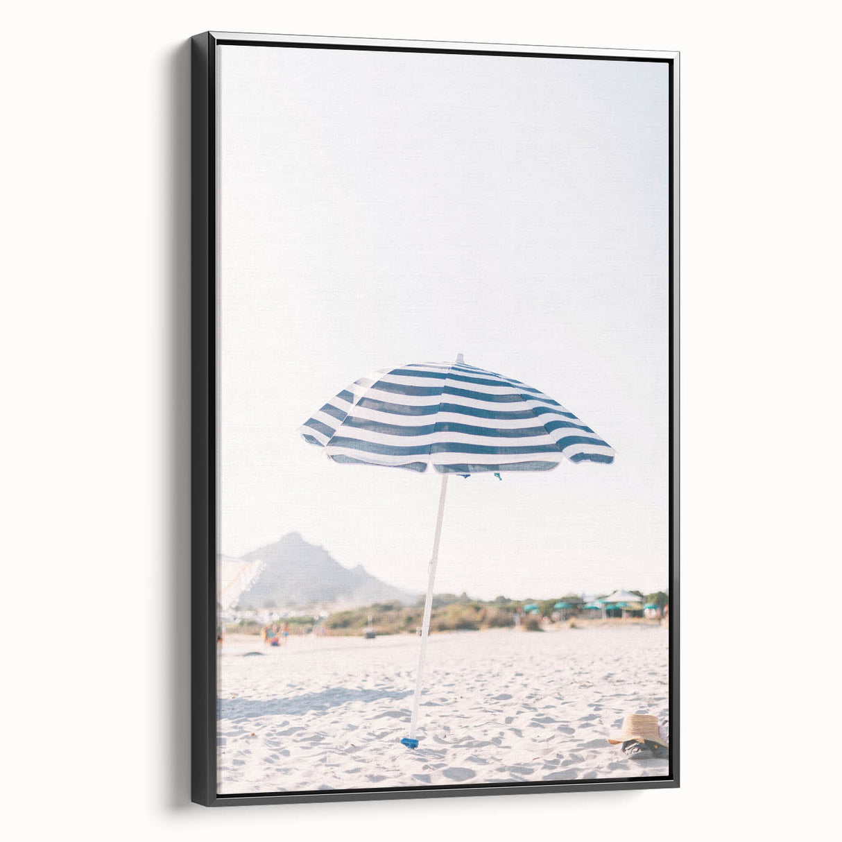 Black and white vintage poster art on framed canvas depicting a summer landscape, ideal for bedroom wall decor.
