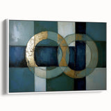 Abstract Geometric Rings - Gold & Teal Living Room Wall Art