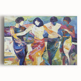 Abstract figurative art canvas showcasing vibrant colors and dynamic shapes, ideal for modern decor. Perfect for adding a contemporary touch to any room.