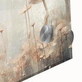 Close-up of vibrant abstract floral wall art design on acrylic glass, showcasing intricate details and bold colors, perfect for modern home decor.