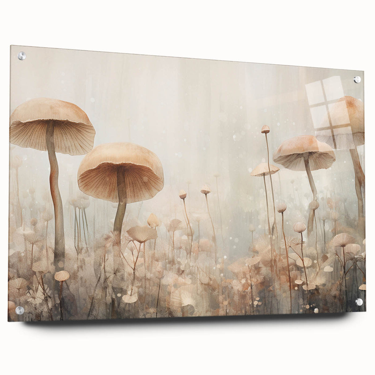 Abstract floral wall art design displayed in a side view, showcasing vibrant colors and acrylic glass finish. The artwork is held with decorative pins, enhancing its modern aesthetic appeal. Perfect for contemporary interior decor, this piece adds a touch of elegance and creativity to any space.