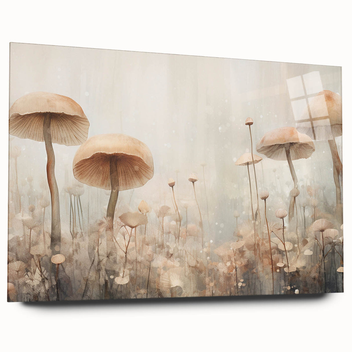 Abstract floral wall art design displayed in acrylic glass, showcasing vibrant colors and intricate patterns, perfect for modern home decor. Side view highlights its sleek finish and artistic appeal, ideal for enhancing interior spaces.