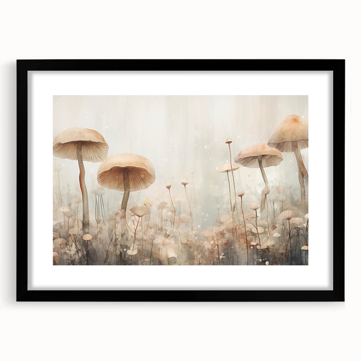 Abstract floral wall art framed in black with a white mat, showcasing vibrant colors and intricate designs, ideal for modern home decor and enhancing interior aesthetics.