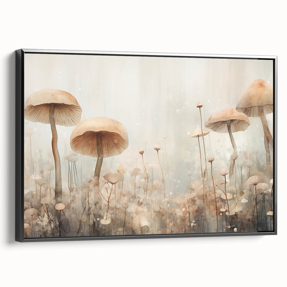 Framed canvas wall art displaying abstract florals in vibrant colors, set against a black background, showcasing an elegant side view ideal for modern decor.