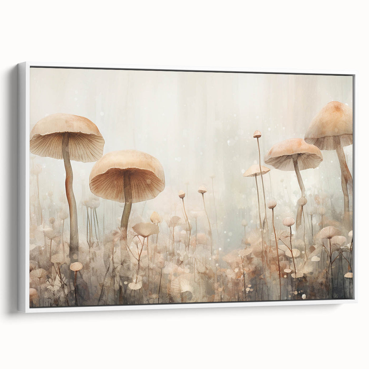 Framed canvas wall art displaying an abstract floral design in soft pastel colors, showcasing intricate details and textures, ideal for modern home decor.