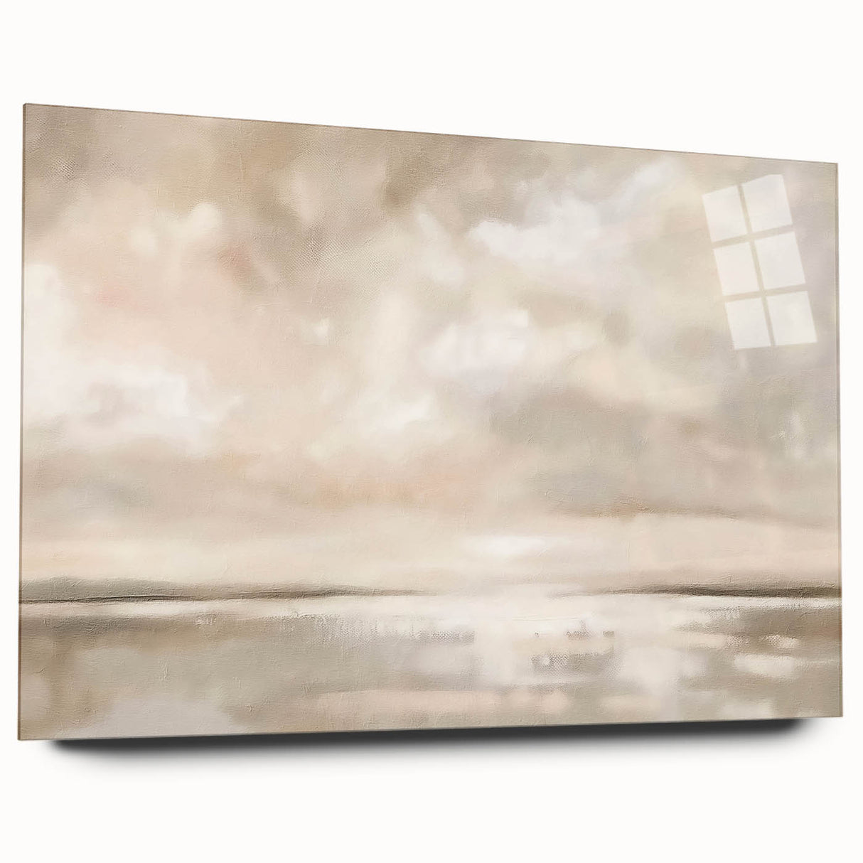 Minimalist Landscape Abstract Art - Soft Beige & Gray Canvas Decor