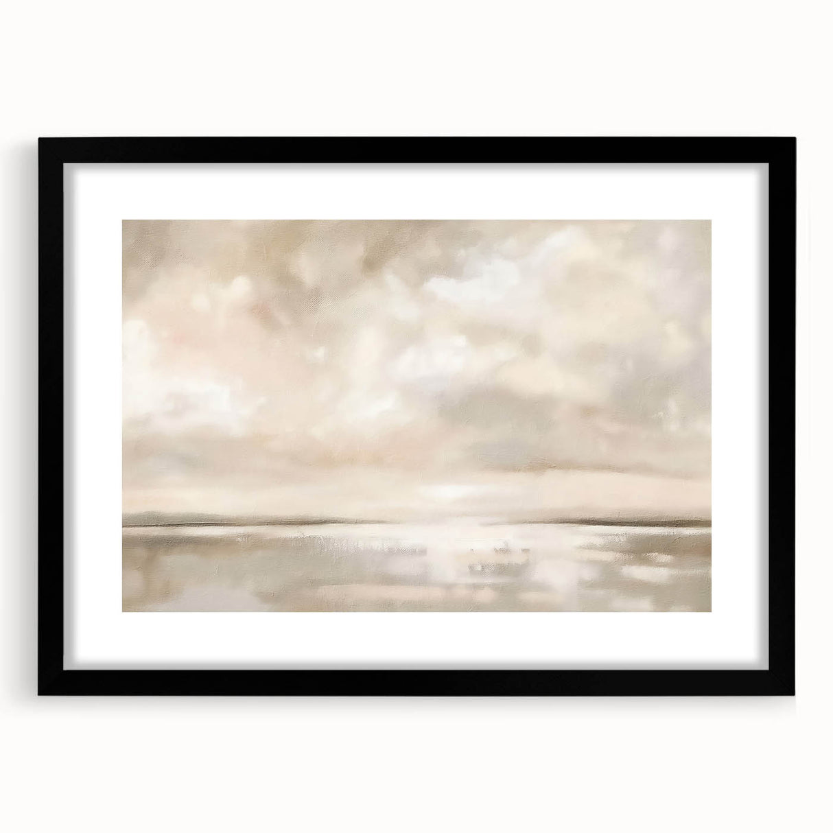 Minimalist Landscape Abstract Art - Soft Beige & Gray Canvas Decor