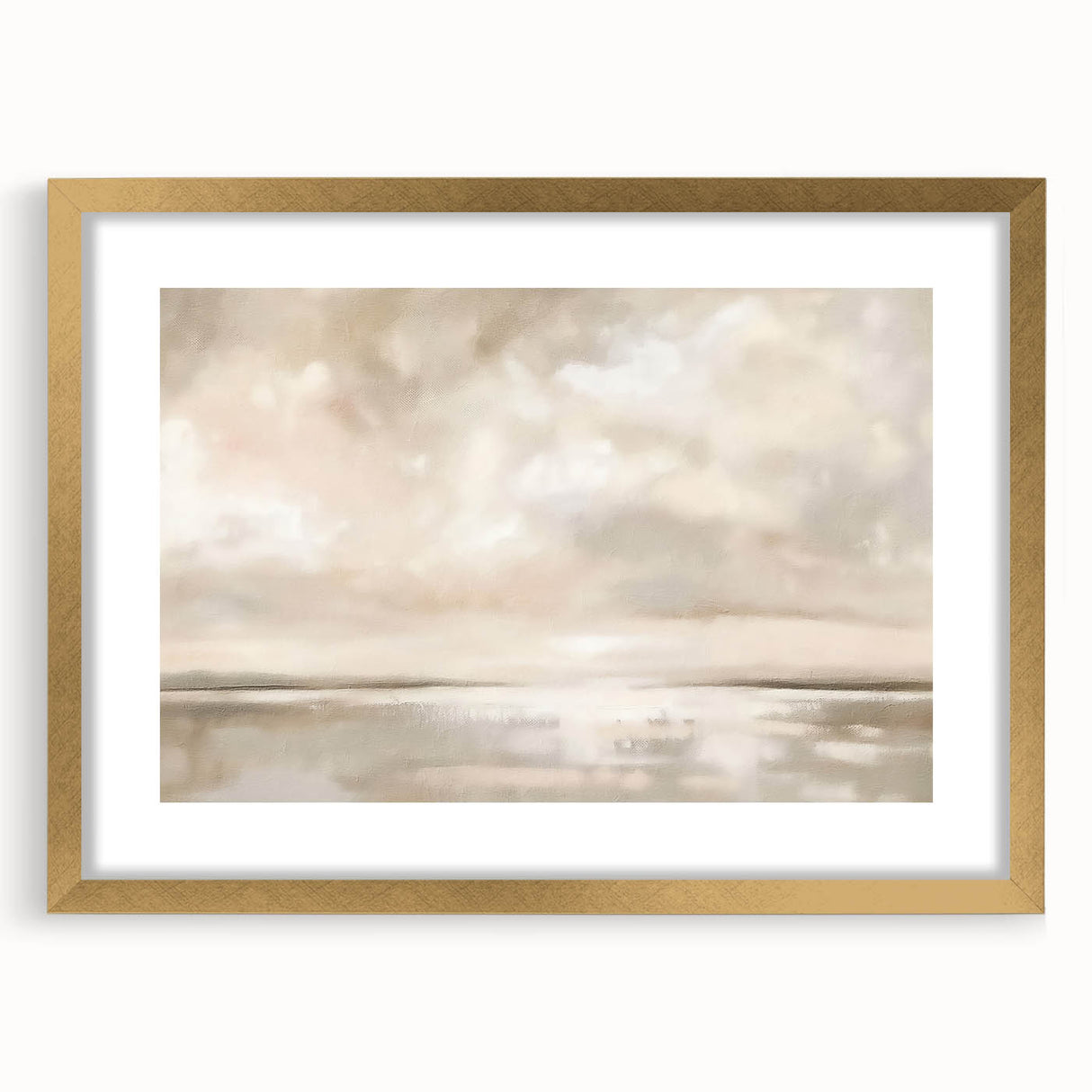 Minimalist Landscape Abstract Art - Soft Beige & Gray Canvas Decor