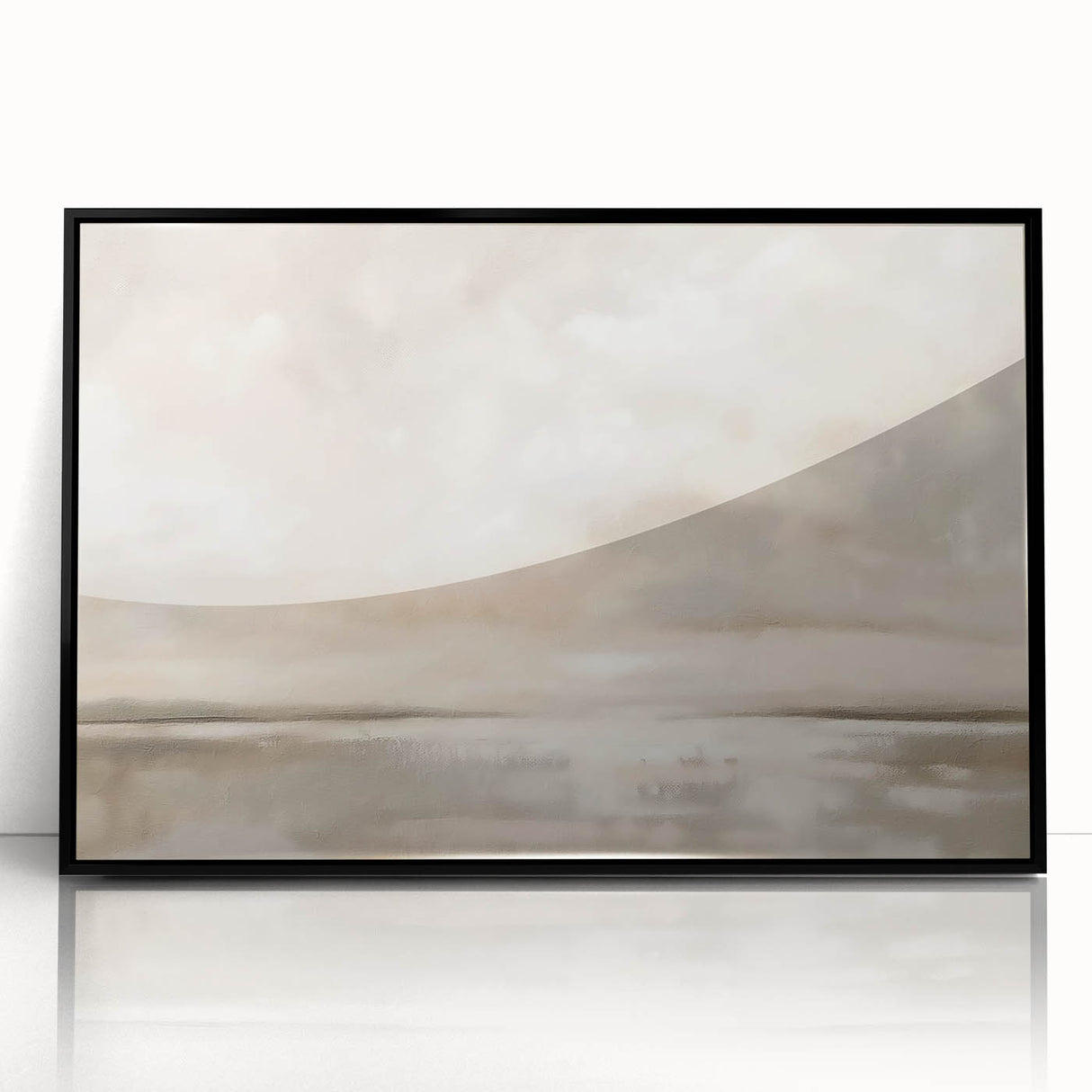 Minimalist Landscape Abstract Art - Soft Beige & Gray Canvas Decor
