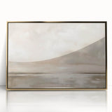 Framed acrylic wall art showcasing an abstract landscape design with gold accents, perfect for modern decor. Ideal for adding elegance to any living space.