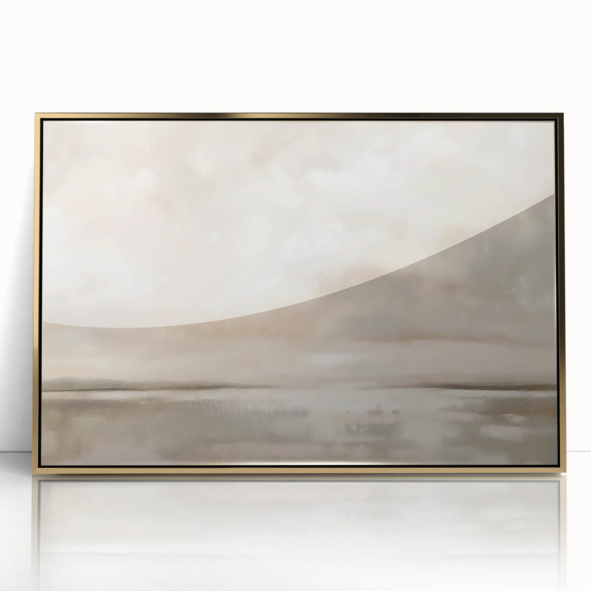 Minimalist Landscape Abstract Art - Soft Beige & Gray Canvas Decor