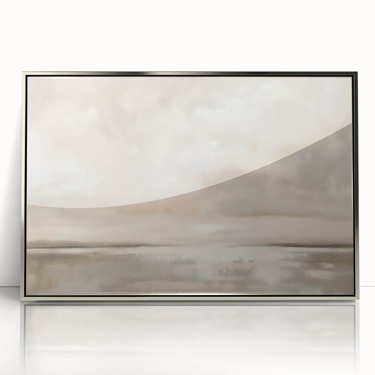 Minimalist Landscape Abstract Art - Soft Beige & Gray Canvas Decor