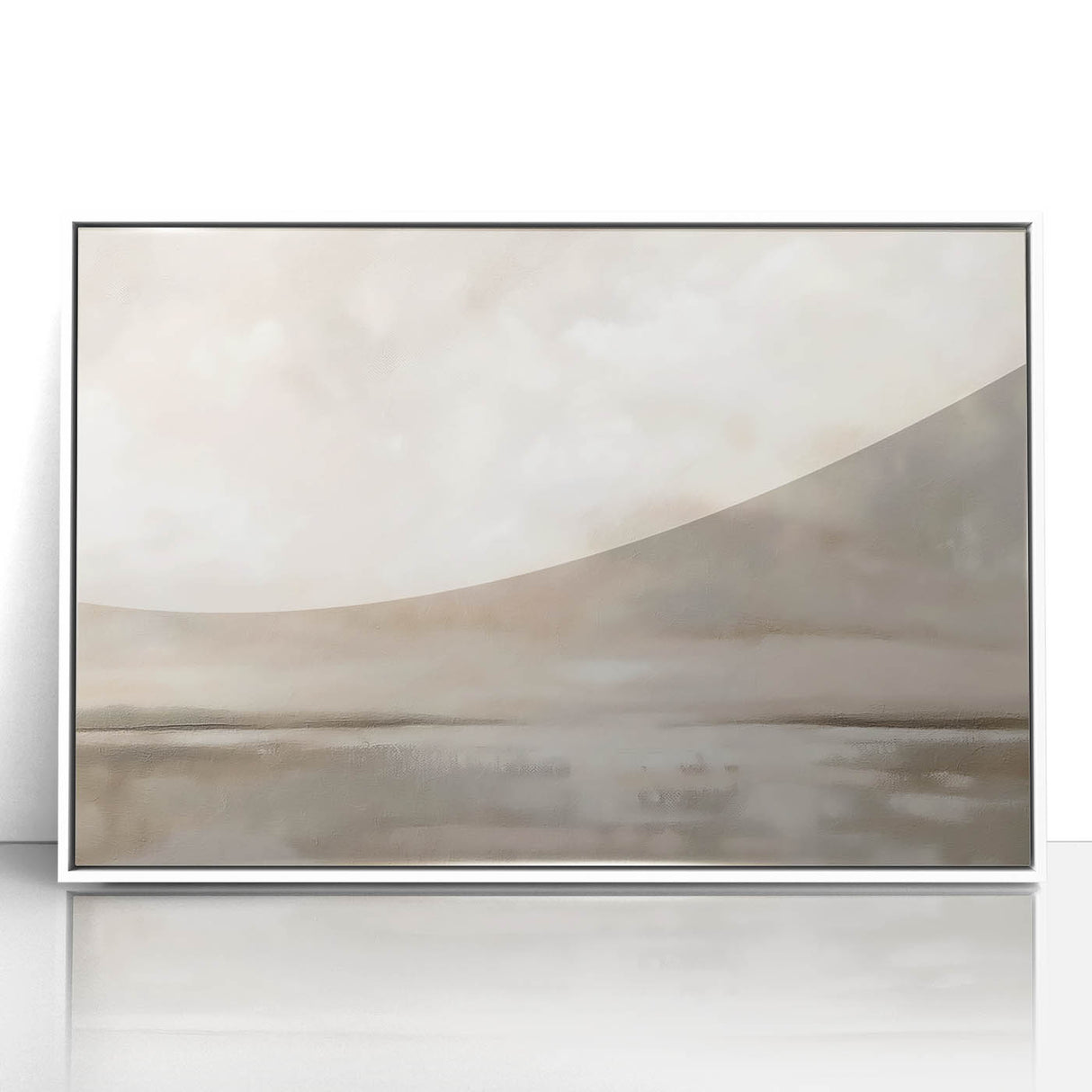 Minimalist Landscape Abstract Art - Soft Beige & Gray Canvas Decor