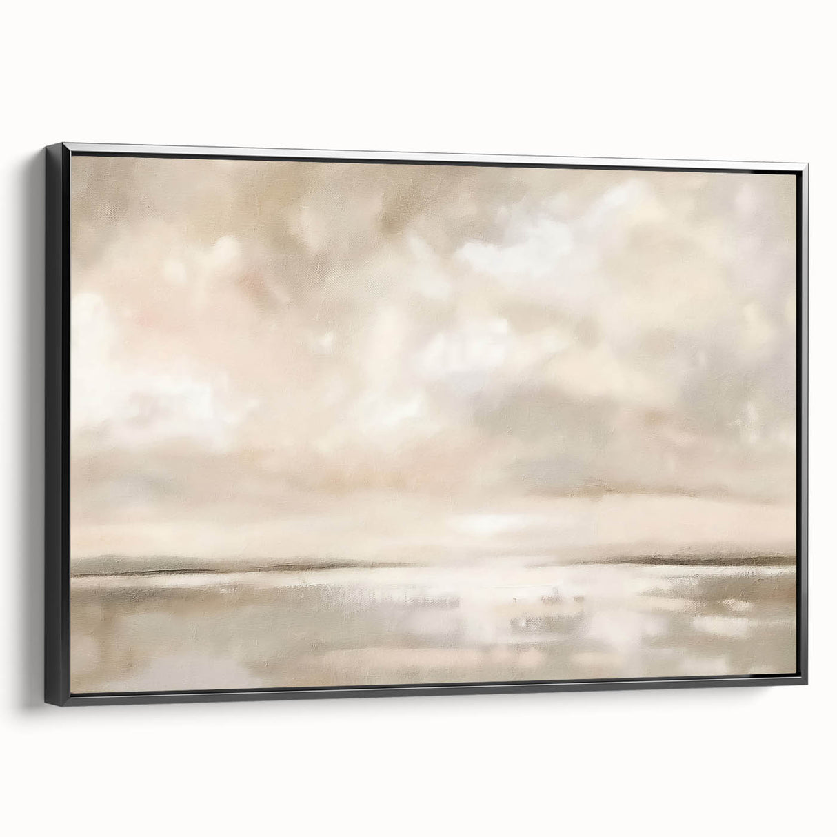 Minimalist Landscape Abstract Art - Soft Beige & Gray Canvas Decor