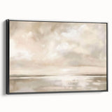 Minimalist Landscape Abstract Art - Soft Beige & Gray Canvas Decor