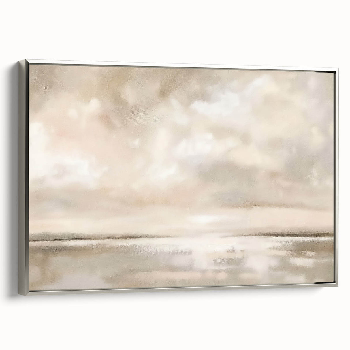 Minimalist Landscape Abstract Art - Soft Beige & Gray Canvas Decor