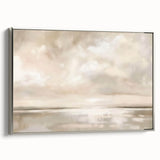 Minimalist Landscape Abstract Art - Soft Beige & Gray Canvas Decor
