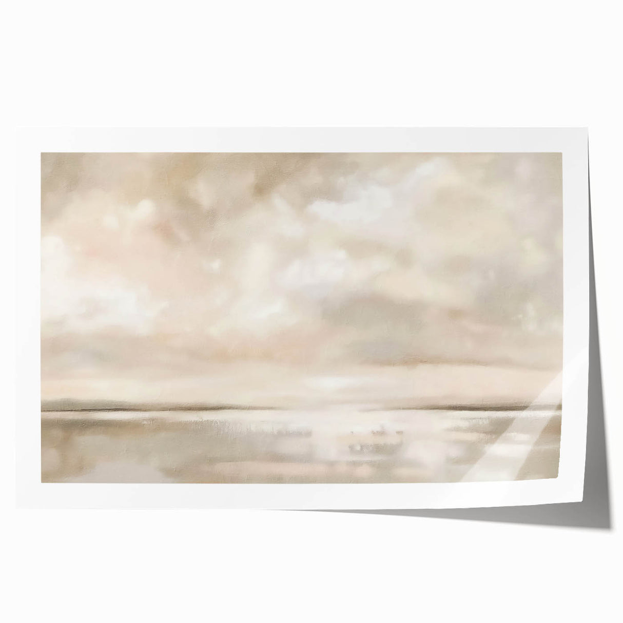 Minimalist Landscape Abstract Art - Soft Beige & Gray Canvas Decor