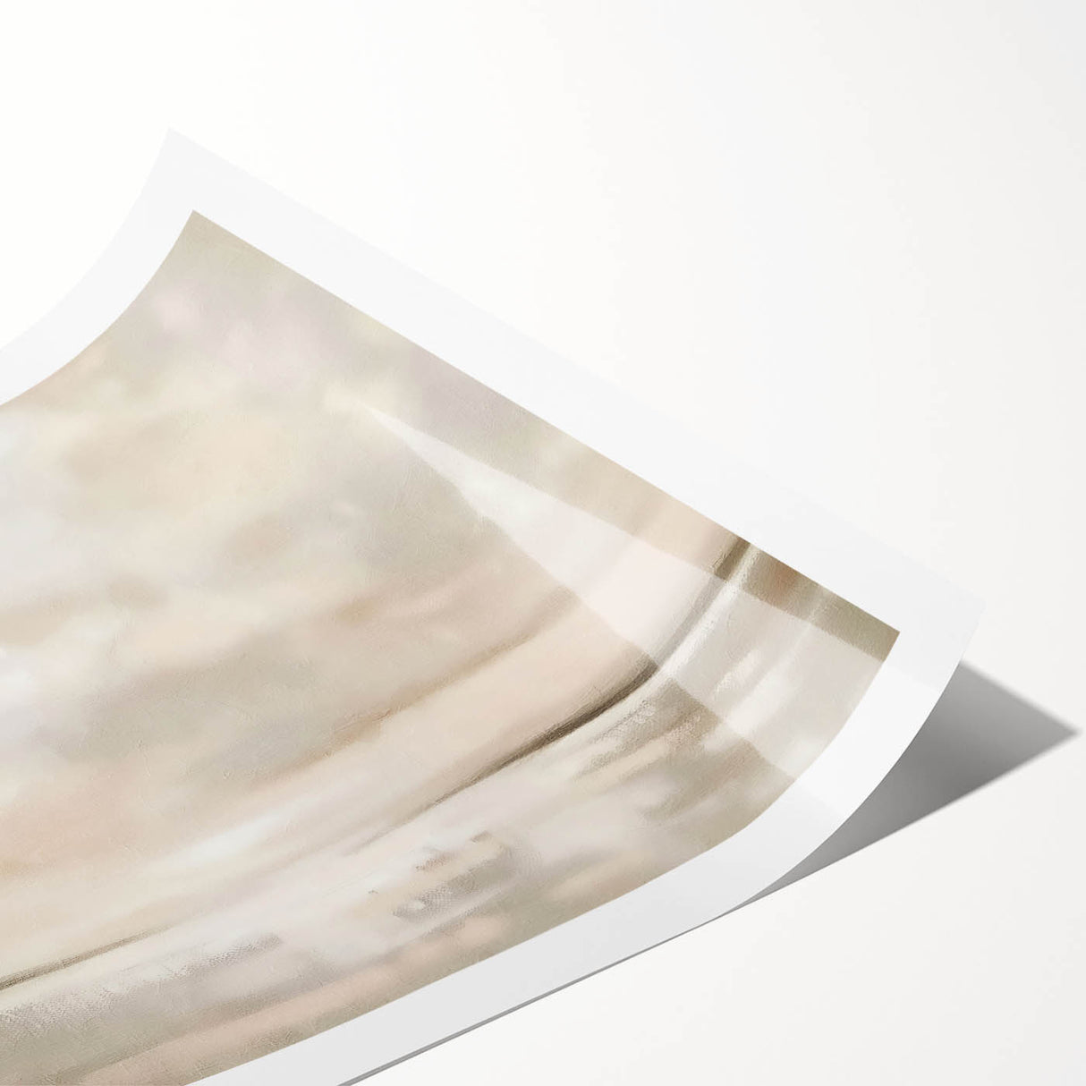 Minimalist Landscape Abstract Art - Soft Beige & Gray Canvas Decor