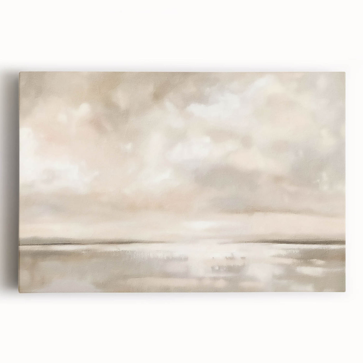 Minimalist Landscape Abstract Art - Soft Beige & Gray Canvas Decor