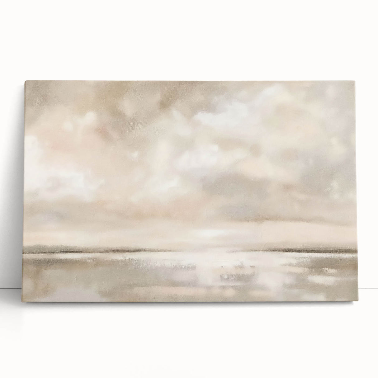 Minimalist Landscape Abstract Art - Soft Beige & Gray Canvas Decor